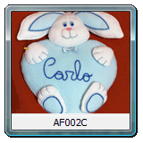 Fiocco di Nascita personalizzato coniglietto con cuore AF002C