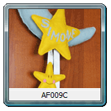 Fiocco di Nascita personalizzato luna con stelle gialle AF009C